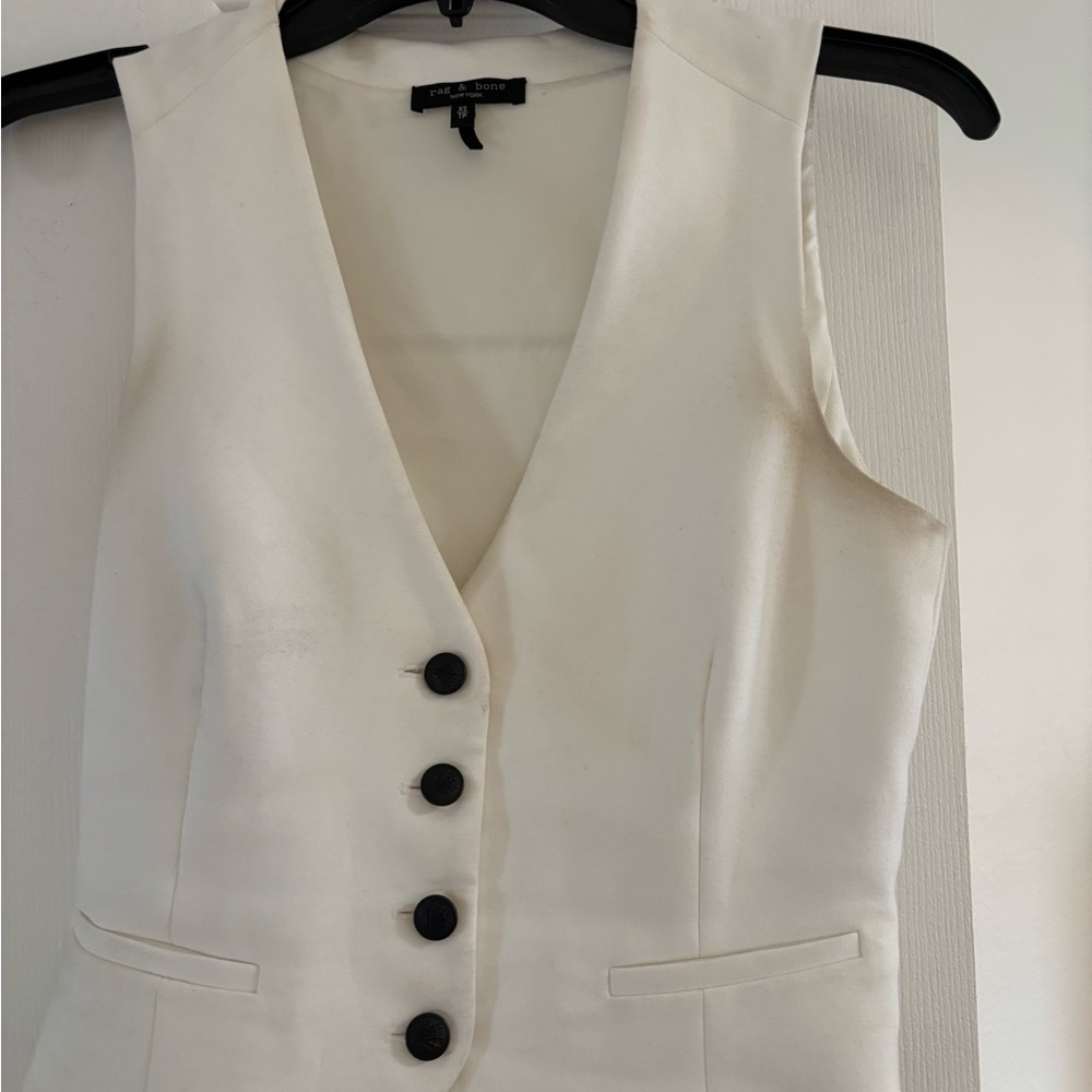 Rag and bone vest White Sleeveless Buttoned Vest